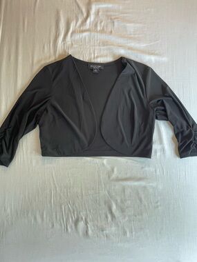 Perceptions Black Cropped Open Front Shrug